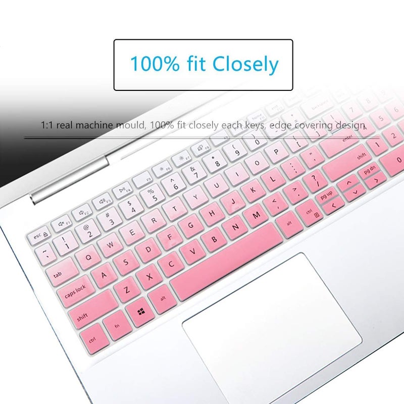 MUBUY-GOL Keyboard Cover for 2021 2020 15.6" Dell Inspiron 15 5000 5501 5502 5505 5508 5584 5593 5593 5598, Dell Inspiron 15 7000 7501 7506 7590 7591 7706, Dell Vostro 15 7590 7591 7500 US Keyboard Skin-GPINK - Image 3